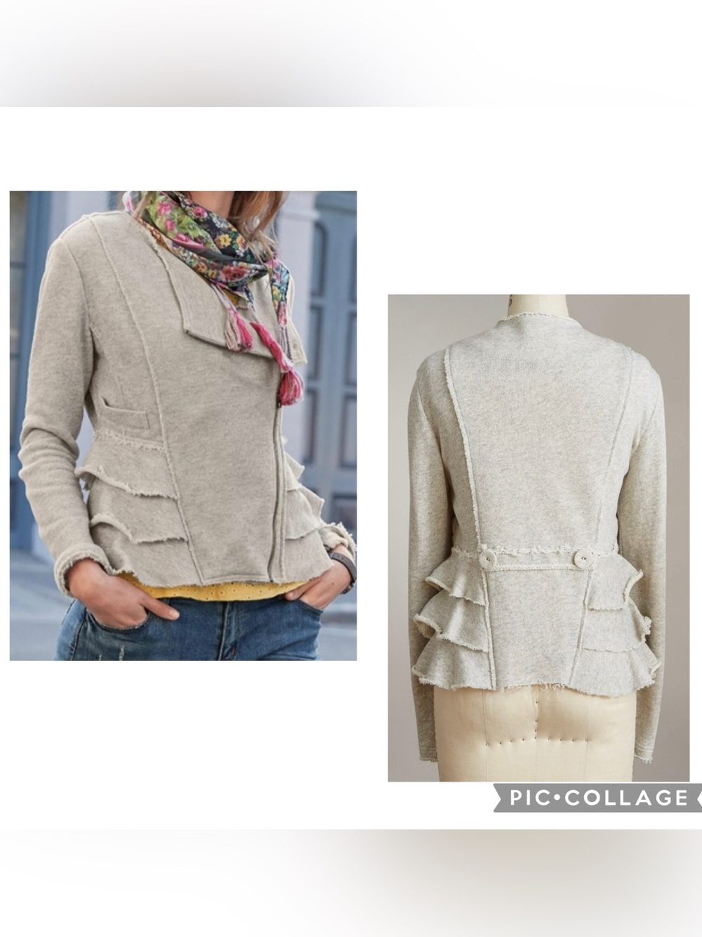 Sundance Light Gray Layered Ruffle Knit Jacket
